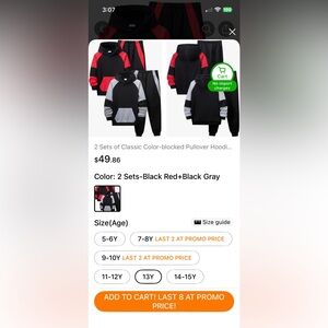 Kids Black and Gray Hoodie & Jogger Sets